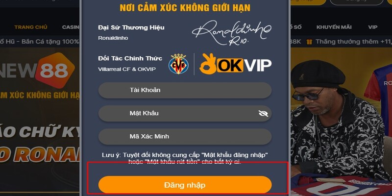 Hoàn tất đăng nhập NEW88 nhanh chóng